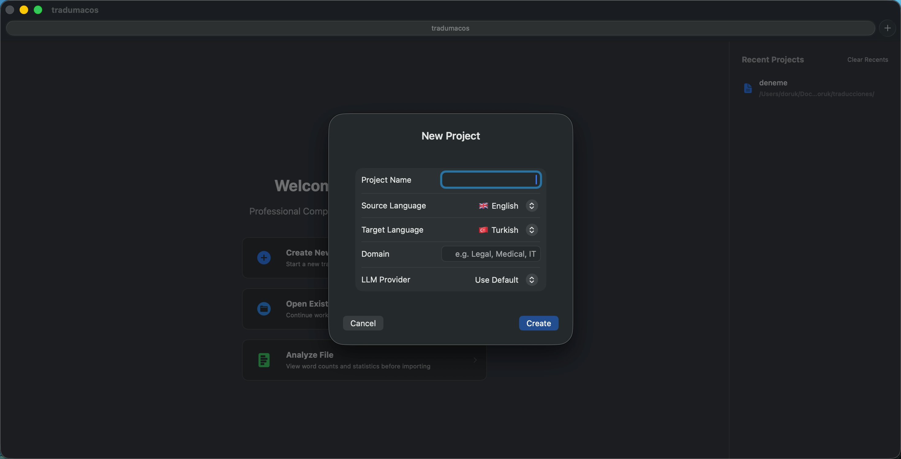 New Project Sheet