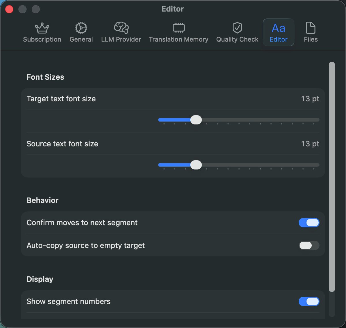 Editor Settings