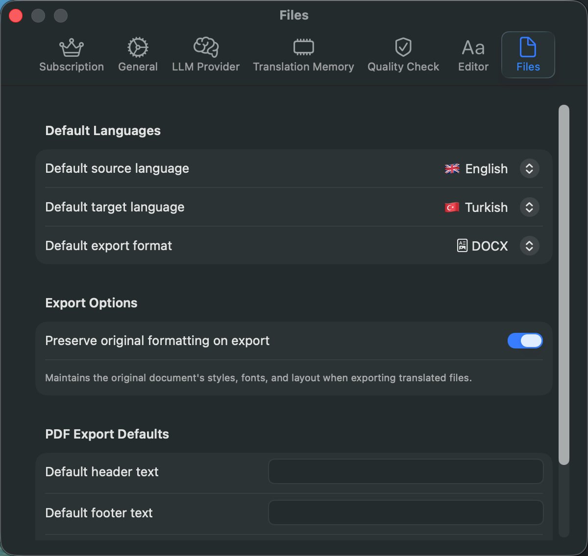 Files Settings