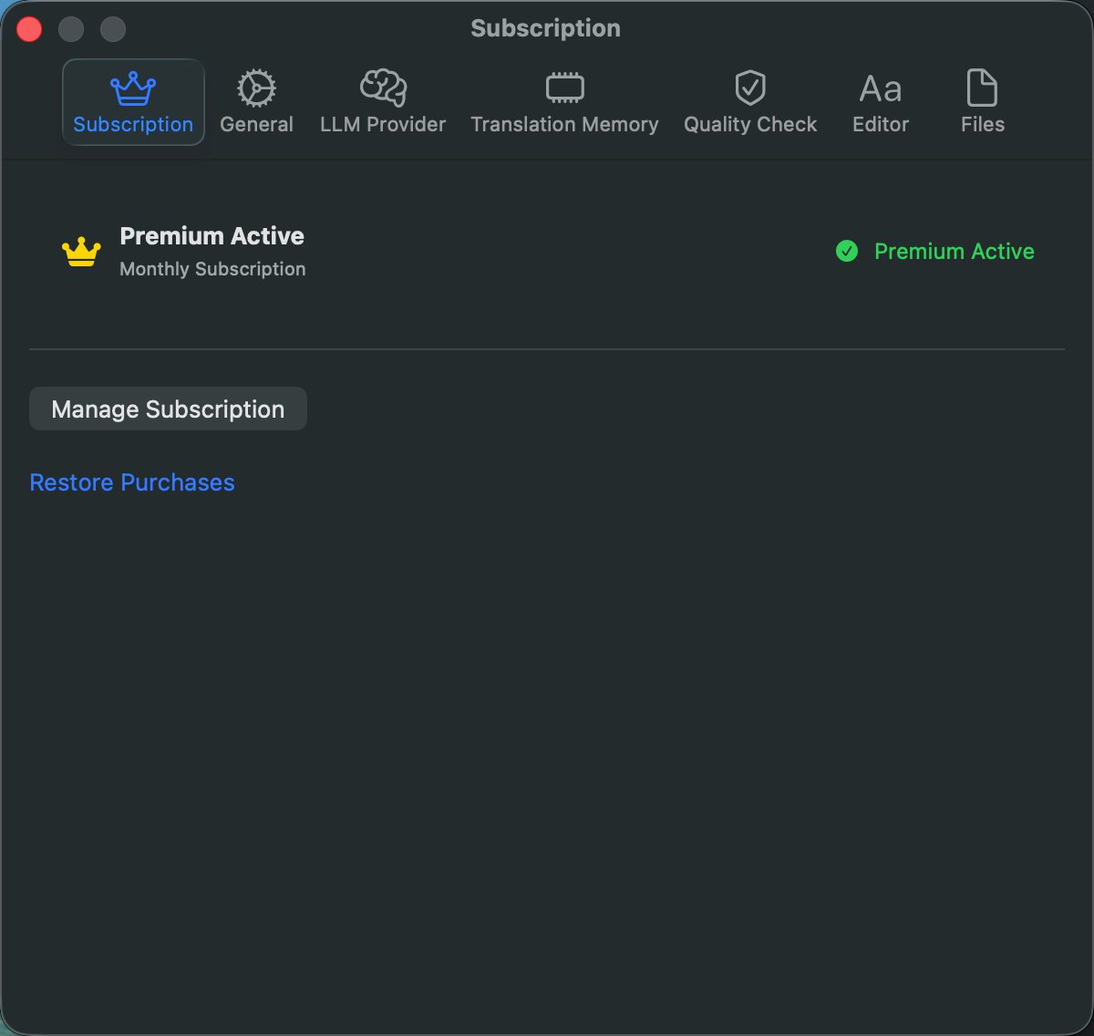 Subscription Settings